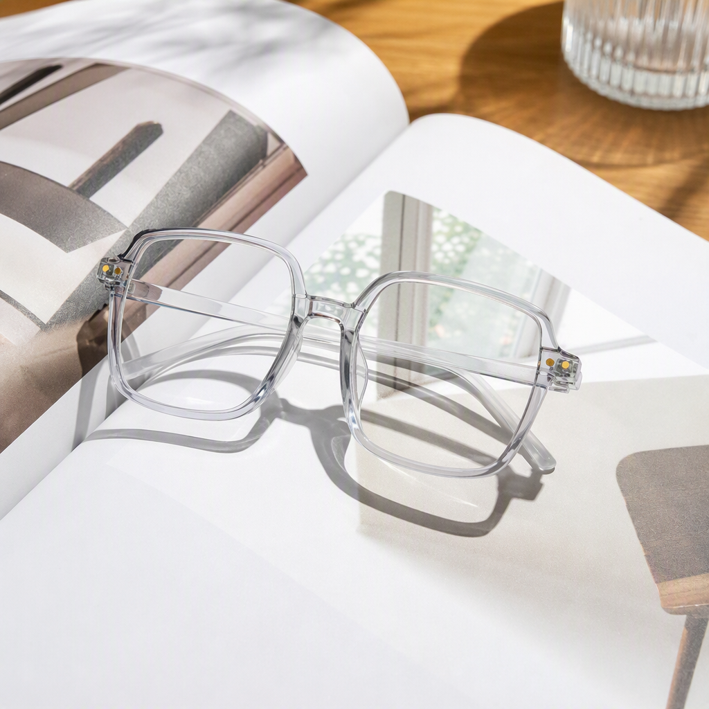 Fashionable and simple transparent square spectacle frame, suitable for both men and women, light and trendy spectacle frame accessory, versatile details Picture
