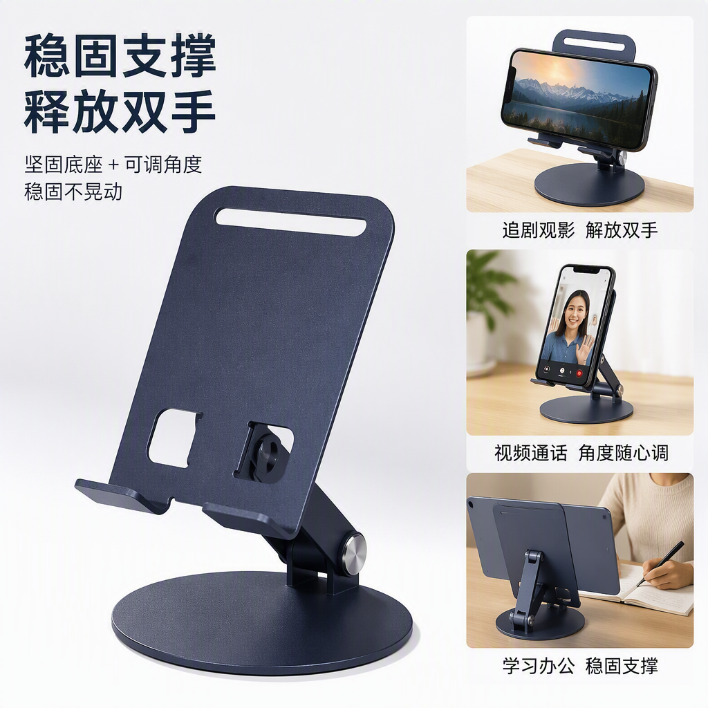 Multi-functional purple mobile phone stand, desktop adjustable support frame, simple and creative mobile phone stand, office and home accessories