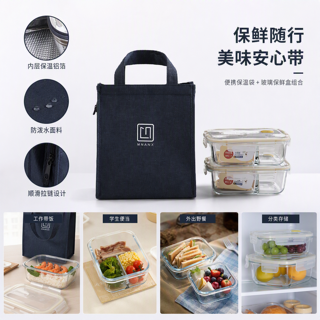 [CL] 26Q2#354 bolsa de aislamiento azul oscuro caja de almuerzo de vidrio bolsa de picnic bolsa de refrigeración portátil caja de aislamiento bolsa de papel de aluminio bolsa crossbangle suministros de viaje al aire libre