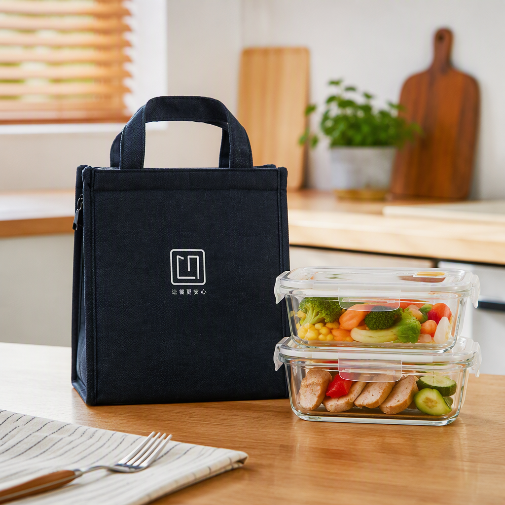 [CL] 26Q2#354 bolsa de aislamiento azul oscuro caja de almuerzo de vidrio bolsa de picnic bolsa de refrigeración portátil caja de aislamiento bolsa de papel de aluminio bolsa crossbangle suministros de viaje al aire libre details Picture