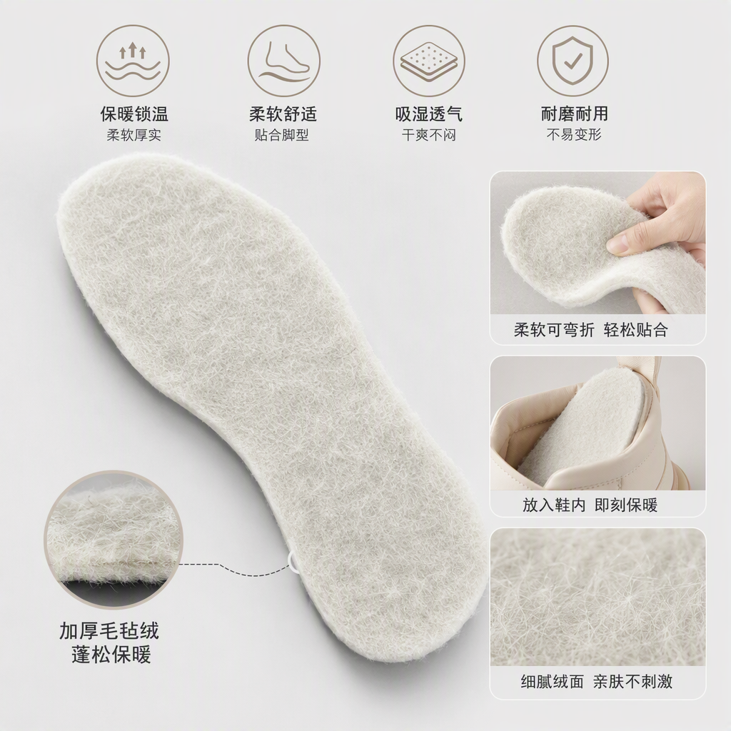 Zapatos de lana caliente para hombres y mujeres fabricantes al por mayor otoño invierno con fleece engrosada suela suave transpirable absorbente anti-olor recortable Specification image