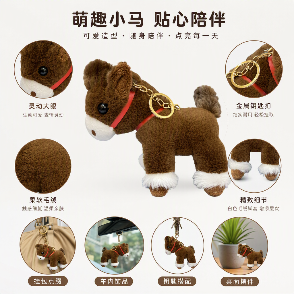 Brown pony dolls colgante llavero decoraciones ideas para colgar