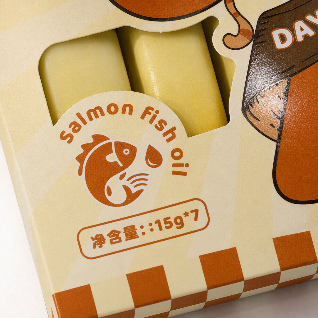 Pet wet food, cat strips, salmon and fish oil formula Application Scenario