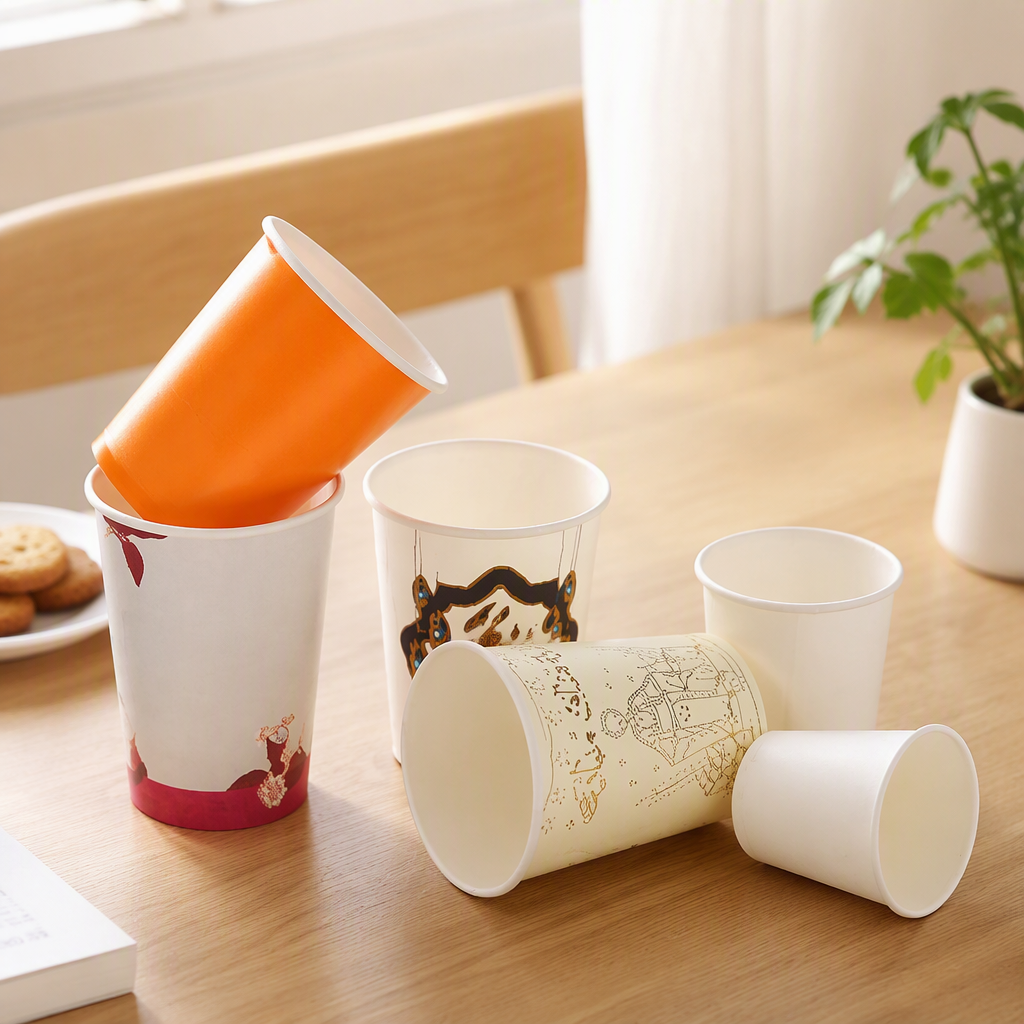 Eco-friendly disposable paper cups, various portable dining supplies, paper containers, heat-resistant and durable, family gathering utensils details Picture