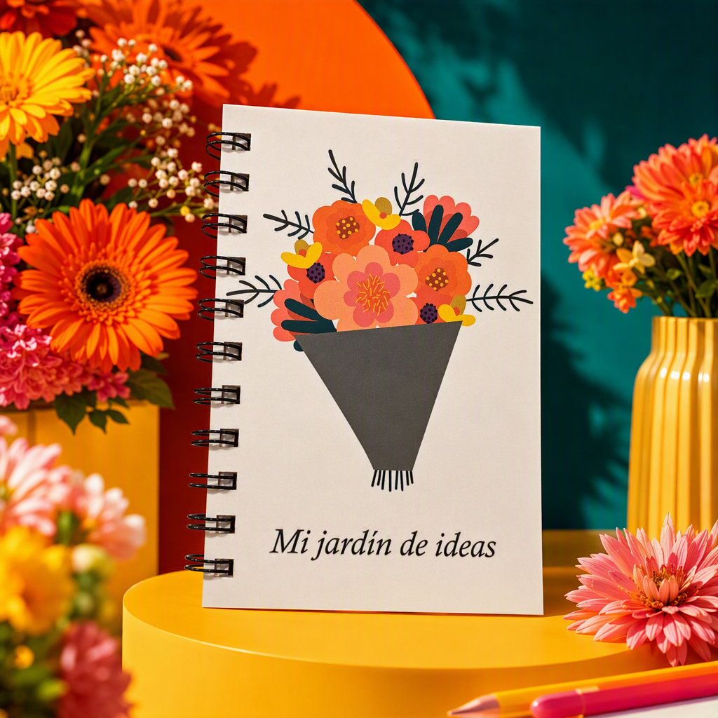 Donghu Paper Products A6 French Bouquet Coil Book, Gentle Floral Art cover Student notebook Specification image