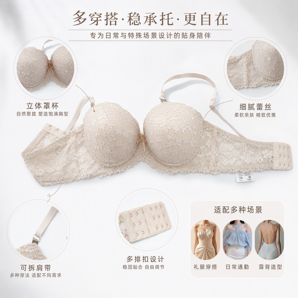 Lace lingerie for women, thin, sexy, compact, comfortable, breathable and fashionable bra