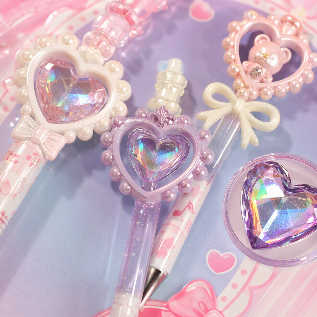 Hilo rosa DIY beading spinning goo pen toy set contiene corazón arco cuerpo pluma spinning pluma desmontar beading anime girl decoración Application Scenario