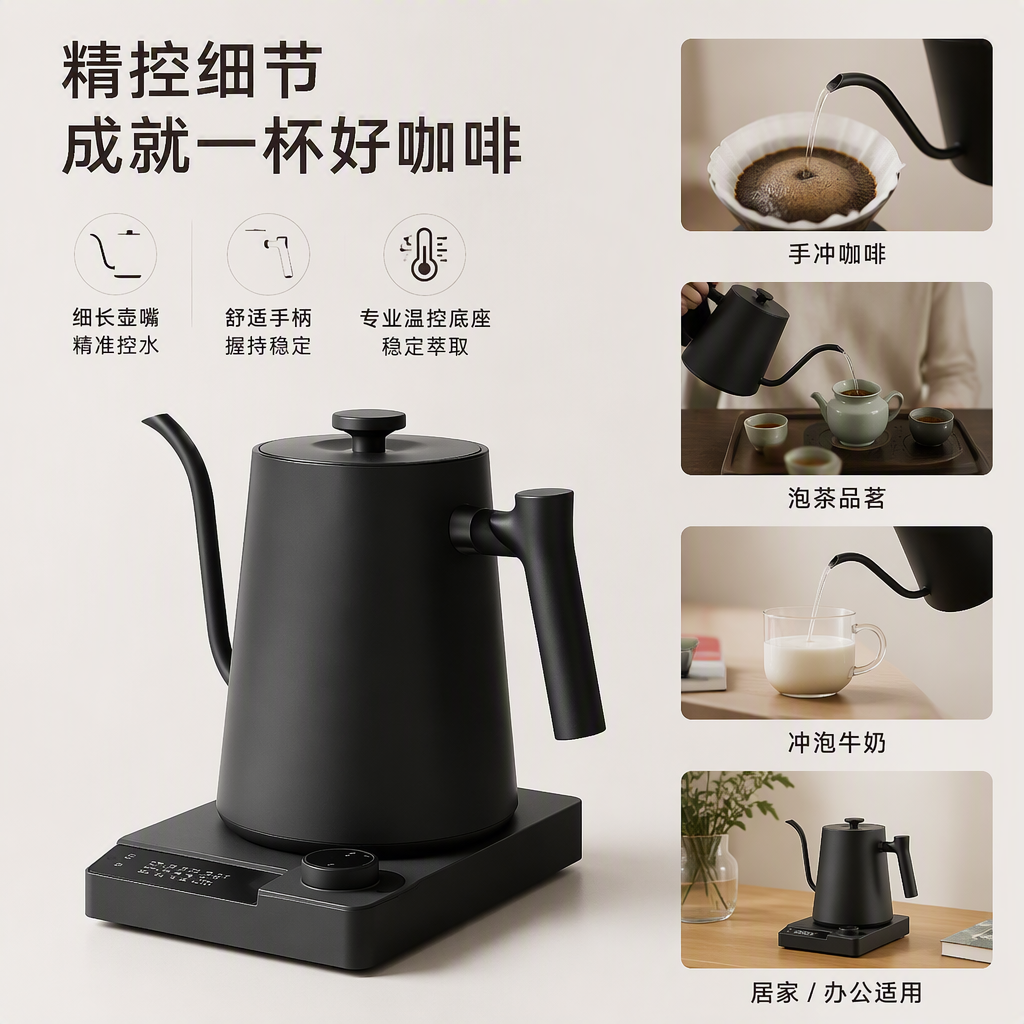 The multi-functional smart electric kettle is a must-have for the kitchen. It can quickly boil water for home use, has a large heat preservation capacity and a simple design details Picture