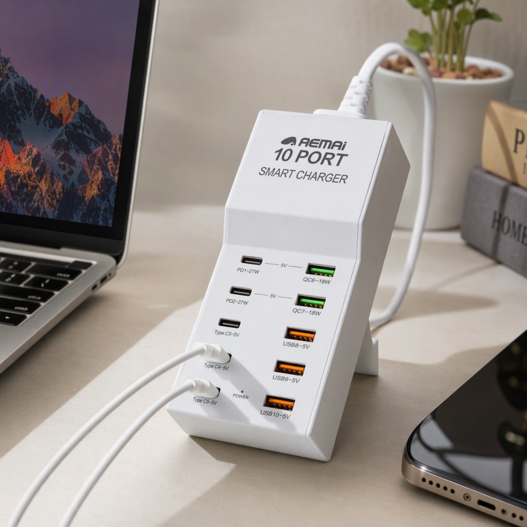 The multi-functional white portable charger packaging box is compatible with the mobile phone accessory storage box, which is simple and lightweight details Picture