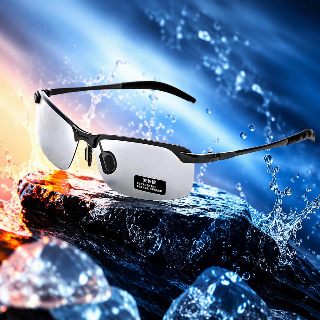 Metal-framed color-changing sunglasses, fashionable polarized sunglasses, men's and women's UV-resistant trendy sunglasses Specification image