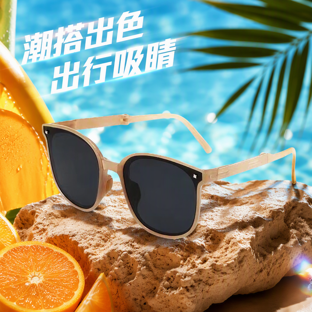 Fashionable cream-gray polarized sunglasses, trendy sunglasses for men and women, UV-protective casual sunglasses accessories Specification image