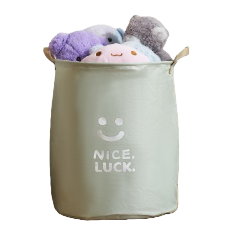 【CL】26Q2#654 Light green fabric storage bucket, plush toy storage box, plastic dirty clothes bucket, multi-functional organizing box, household storage box Application Scenario