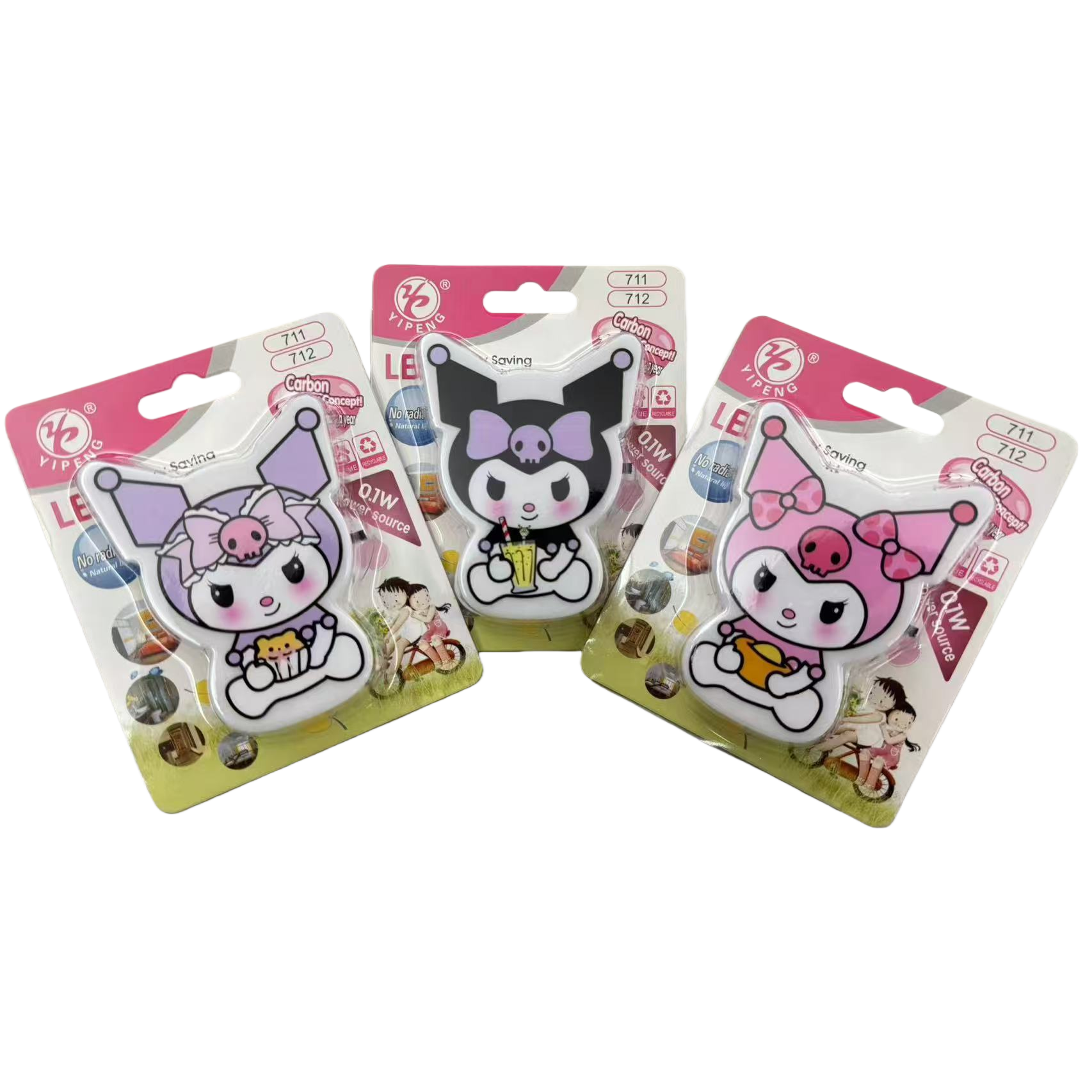 Night light Kulomi cartoon-shaped LED energy-saving lamp, pink packaging, purple, black and pink three types of handheld small object low-energy consumption decorative lamps Item Picture