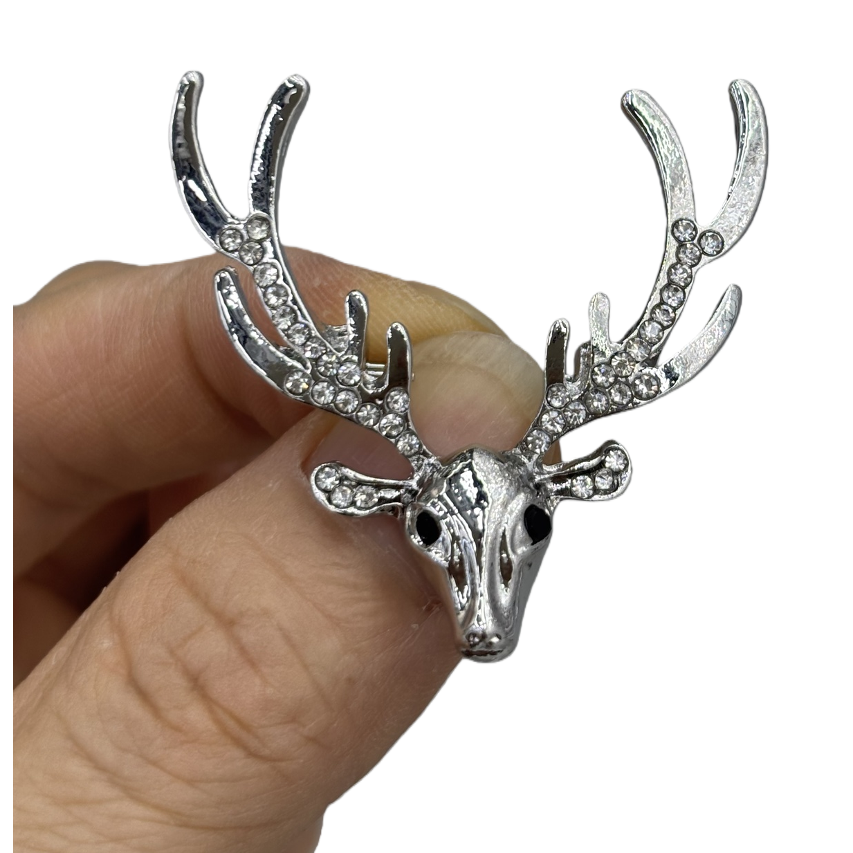 Silver diamond-encrusted antler-shaped fashionable accessory, simple and versatile, personalized and trendy accessory gift Item Picture