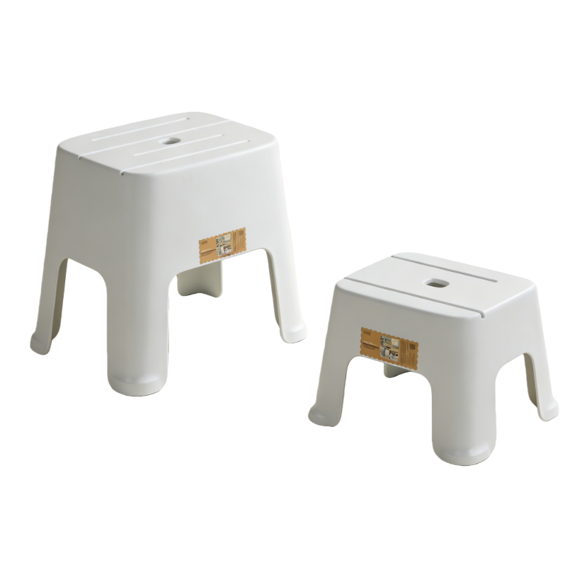 【CL】26Q3#Q9133 Multi-functional white plastic stool, anti-slip, durable, simple home, office and leisure plastic chair, solid wood low stool combination Item Picture