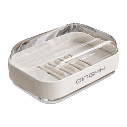 【CL】26Q3#6223 meters White ceramic soap box with transparent lid storage set, bubble net left door household hand soap stand grid design Application Scenario