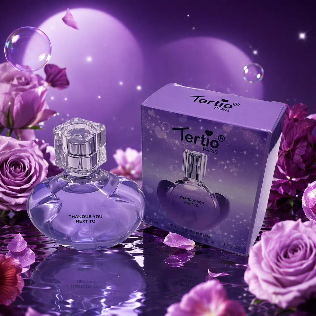 Purple perfume bottle, exquisite packaging box, fashionable and high-end ladies' fragrance gift box, gift set Specification image