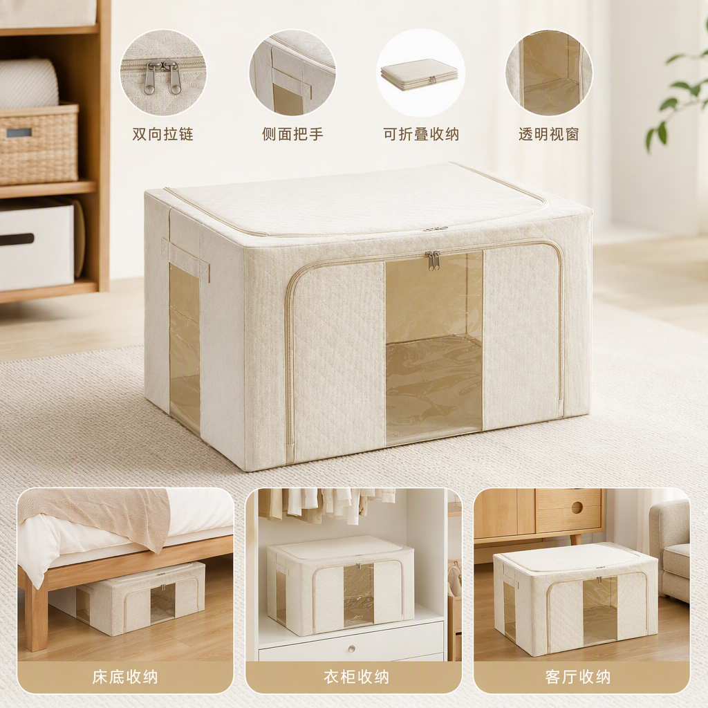 【CL】26Q2#523 Thickened plastic storage box, off-white storage box, durable organizing box, outdoor turnover box, multi-functional storage container
