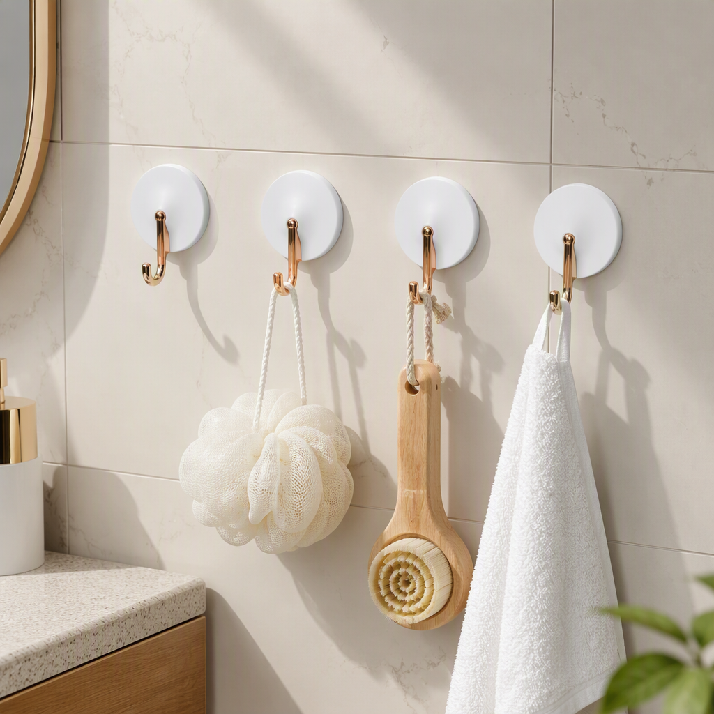 【CL】26Q3#2333 White circular suction cup hook Christmas Light Double-sided Attachment device Magic suction cup Strong adhesion Nail-free hook details Picture