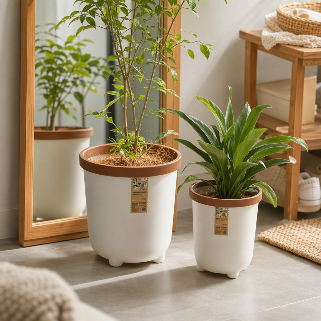 【CL】26Q3#Q9117 White with brown frame, pedal, flip lid, hollowed-out 6L hanging bucket, household kitchen and bathroom trash can details Picture