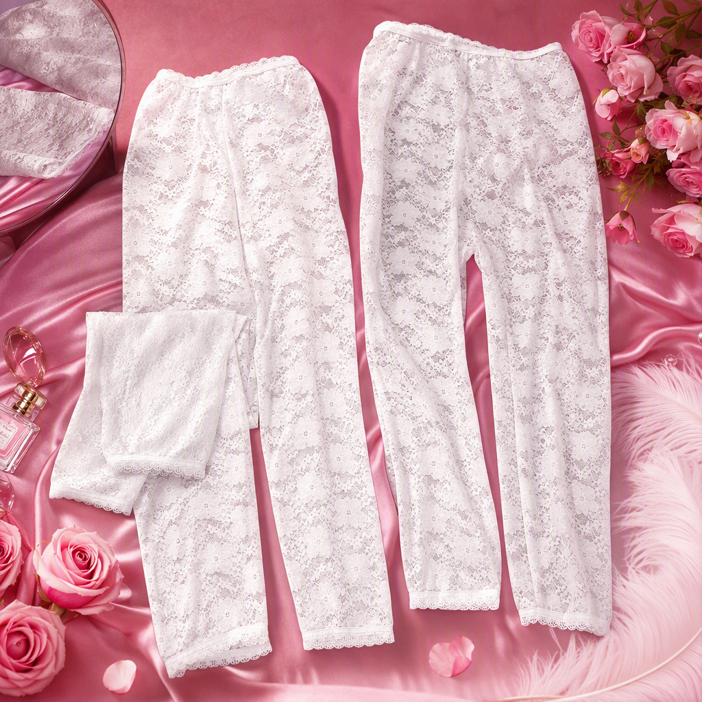 Elegant white lace pants for women, high-waisted, form-fitting, versatile, sexy and slimming, a new fashion trend for spring and summer Specification image