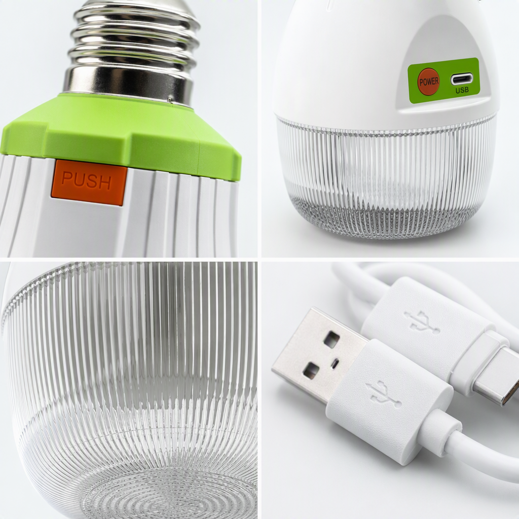 Bombilla de emergencia AC/DC E27/ puerto de carga USB luz de emergencia multifuncional portátil luz de emergencia para el hogar luz de respaldo Application Scenario