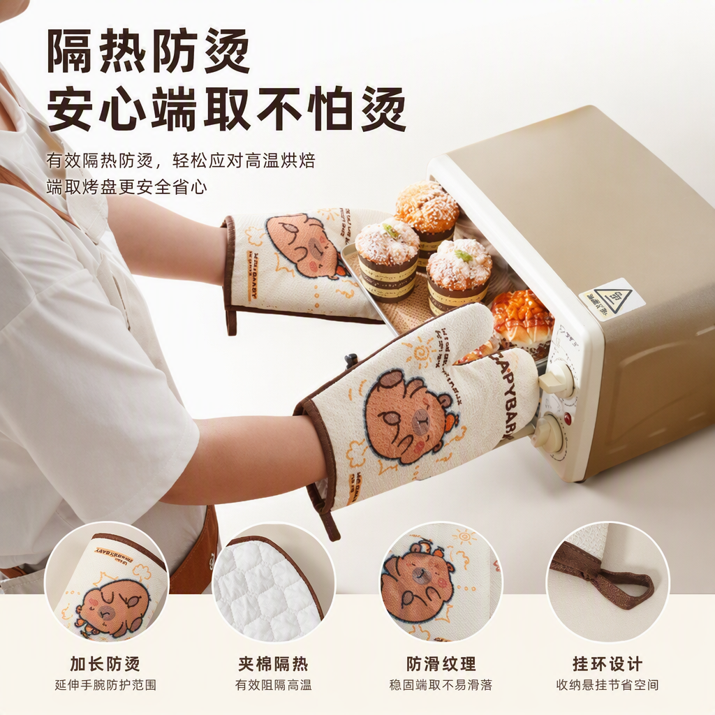 【CL】26Q2#910 British-style heat-resistant and heat-resistant kitchen gloves, heat-resistant hand covers, kitchenware baking and cooking gloves, heat-resistant and heat-resistant hand covers