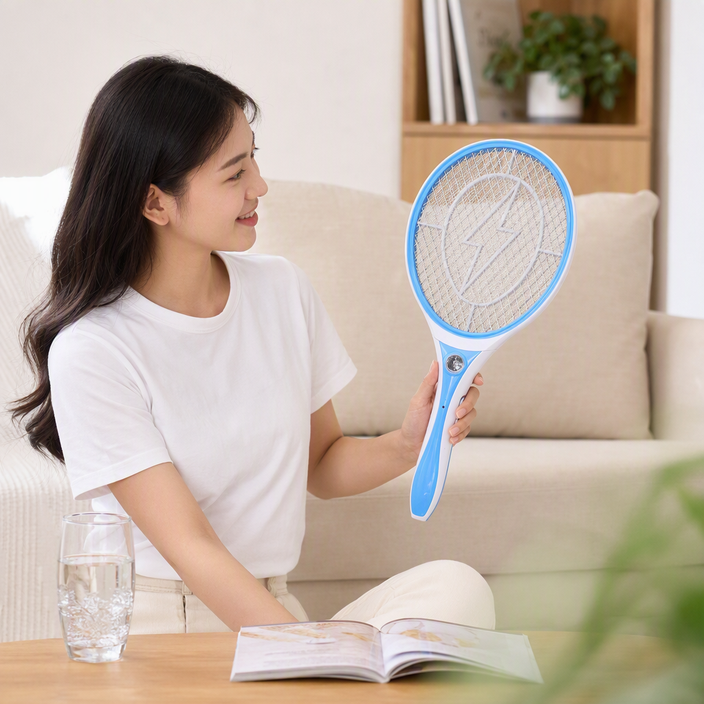 Blue and white electric mosquito swatter, rechargeable handheld mosquito killer, household mosquito repellent, portable mosquito repellent and mosquito trap, mosquito killer, mosquito killer lamp details Picture