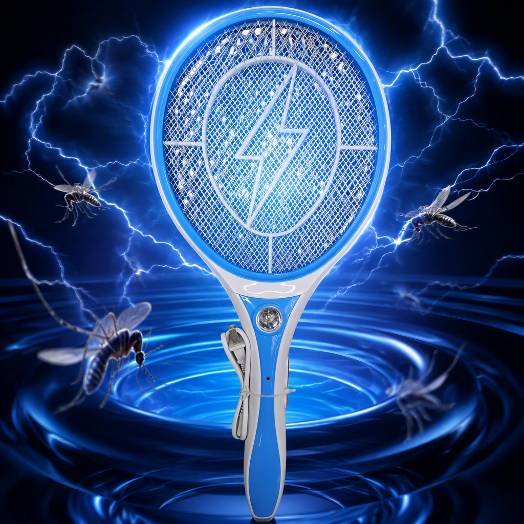 Blue and white electric mosquito swatter, rechargeable handheld mosquito killer, household mosquito repellent, portable mosquito repellent and mosquito trap, mosquito killer, mosquito killer lamp Specification image