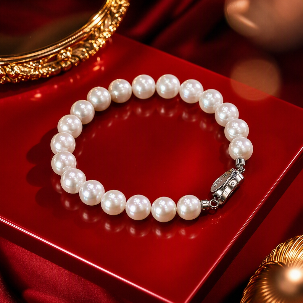 سوار اللؤلؤ الأبيض الأنيق هو عبارة عن سوار بسيط من نوع النساء Specification image