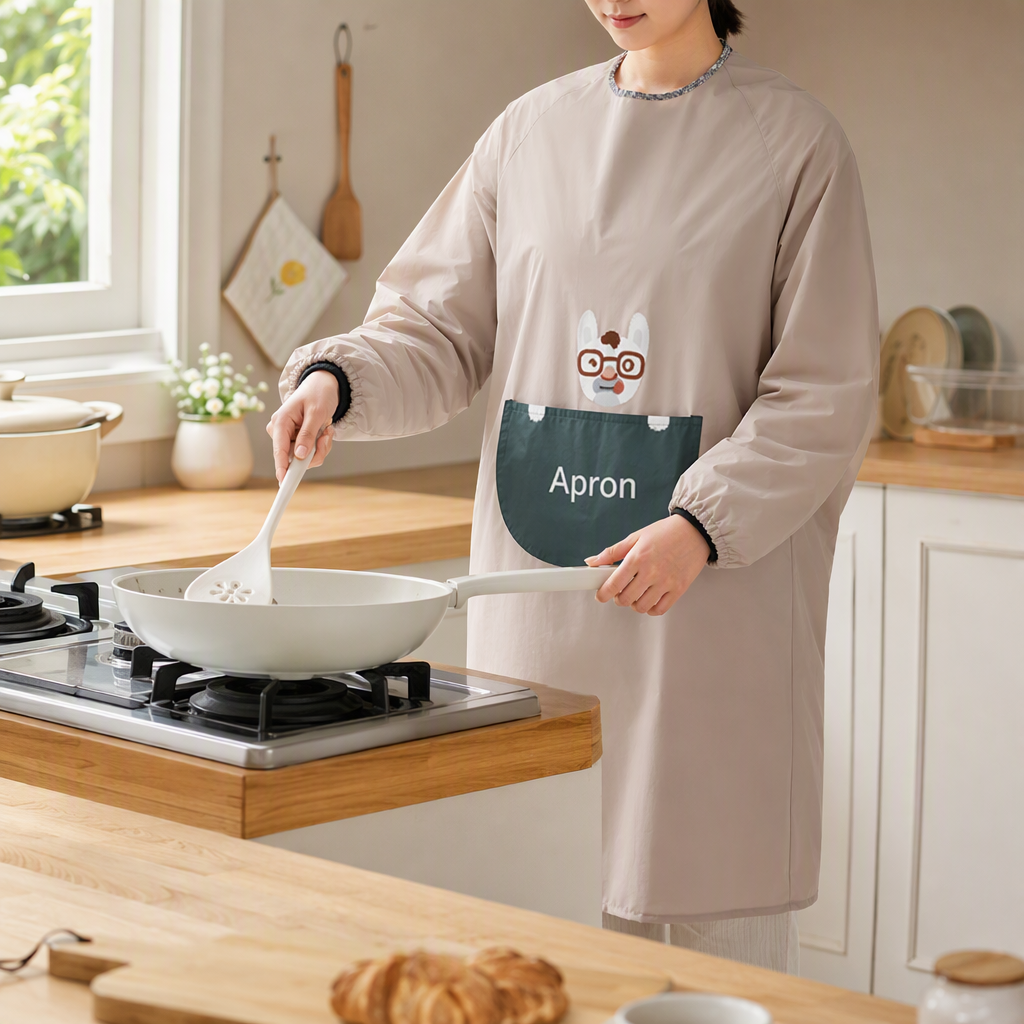 وكان حزام الشريط 26Q2 718 718 مترا مربعا على صدره من جيب أخضر داكن مزخرف بخروف APron على ظهره، مناسب لارتداء ملابس الطبخ في المطبخ details Picture