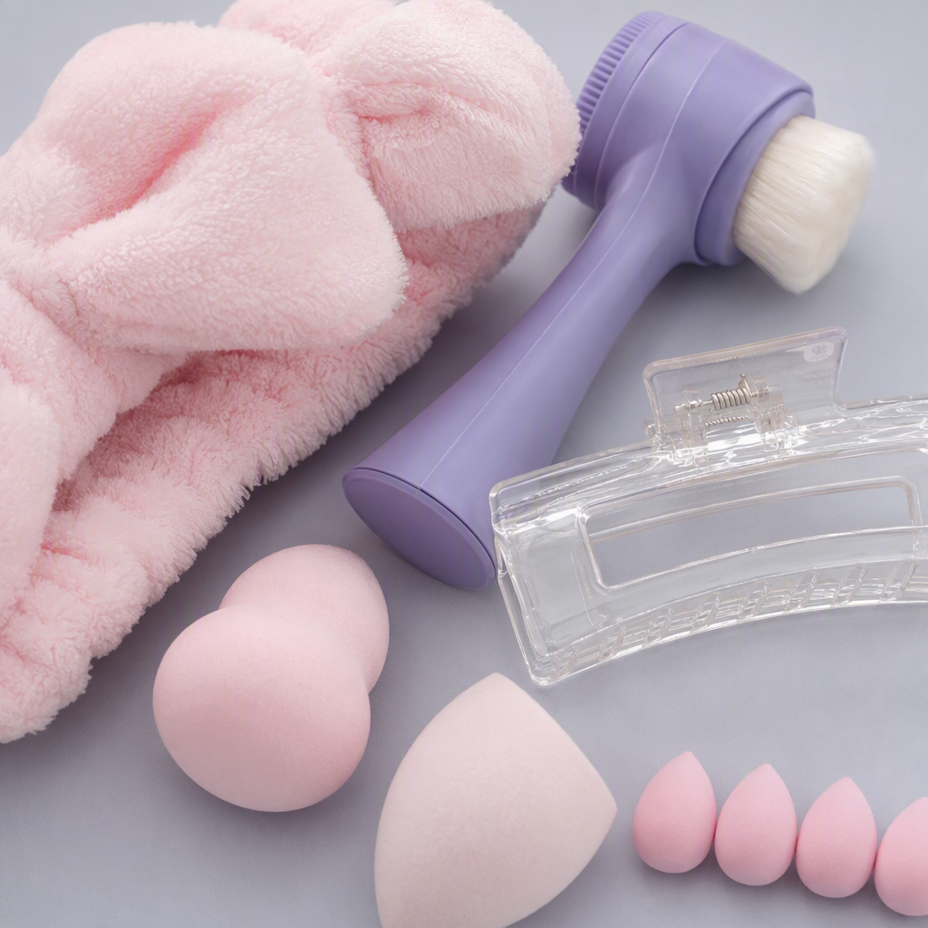 Pink beauty tool set, multi-functional makeup brush, mask stick, beauty instrument, skin care and massage set for female students Application Scenario