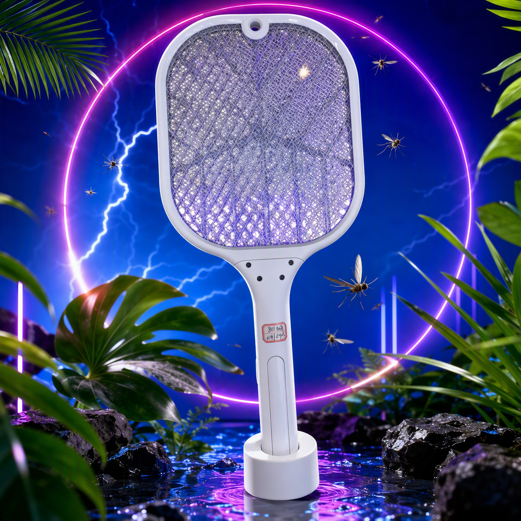High-efficiency mosquito-killing white handheld electric mosquito swatter, household portable mosquito repellent, night mosquito repellent wonder, mosquito swatter, mosquito lamp, mosquito repellent, fly trap Specification image