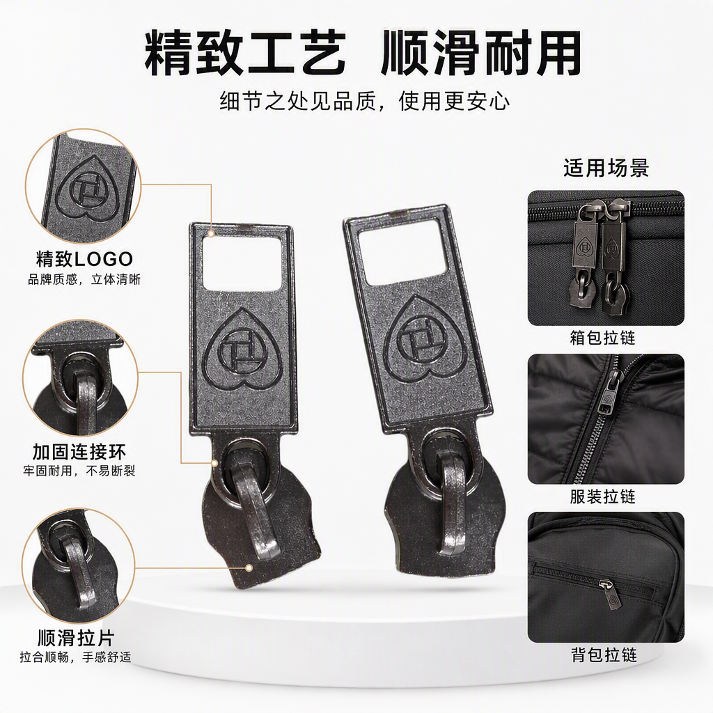 时尚百搭黑色拉链头金属拉链配件服饰包包装饰用品潮流设计