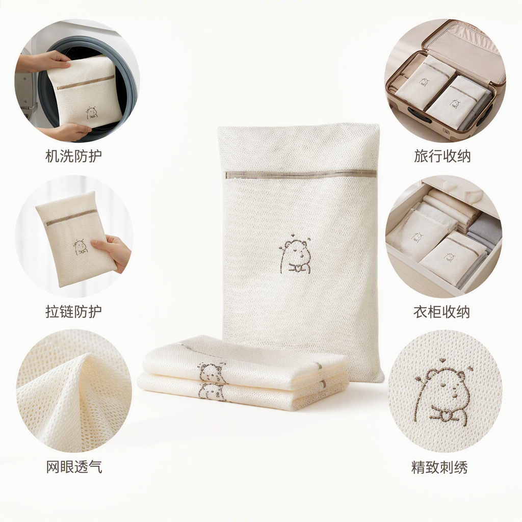 【CL】26Q2#909 Thickened beige shoe laundry bag, special shoe washing bag, shoe cover anti-deformation protective washing bag, shoe cleaning supplies