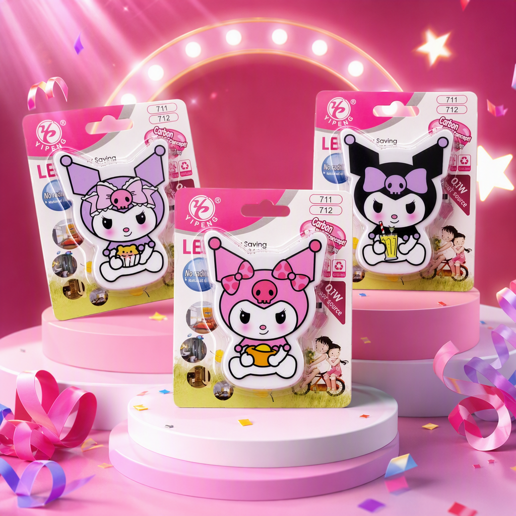 Night light Kulomi cartoon-shaped LED energy-saving lamp, pink packaging, purple, black and pink three types of handheld small object low-energy consumption decorative lamps Specification image
