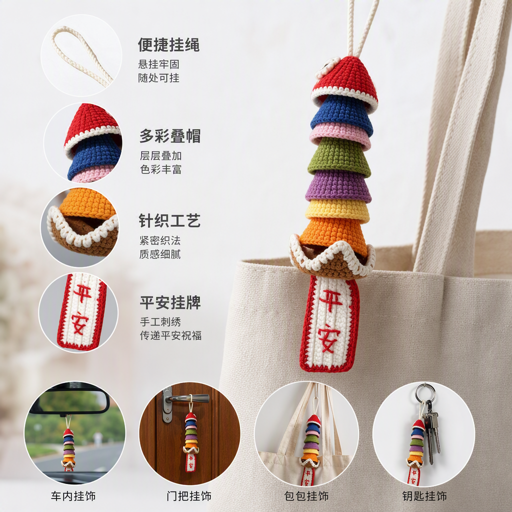 多彩钩针编织挂饰手工艺品创意挂件家居装饰个性礼品DIY材料