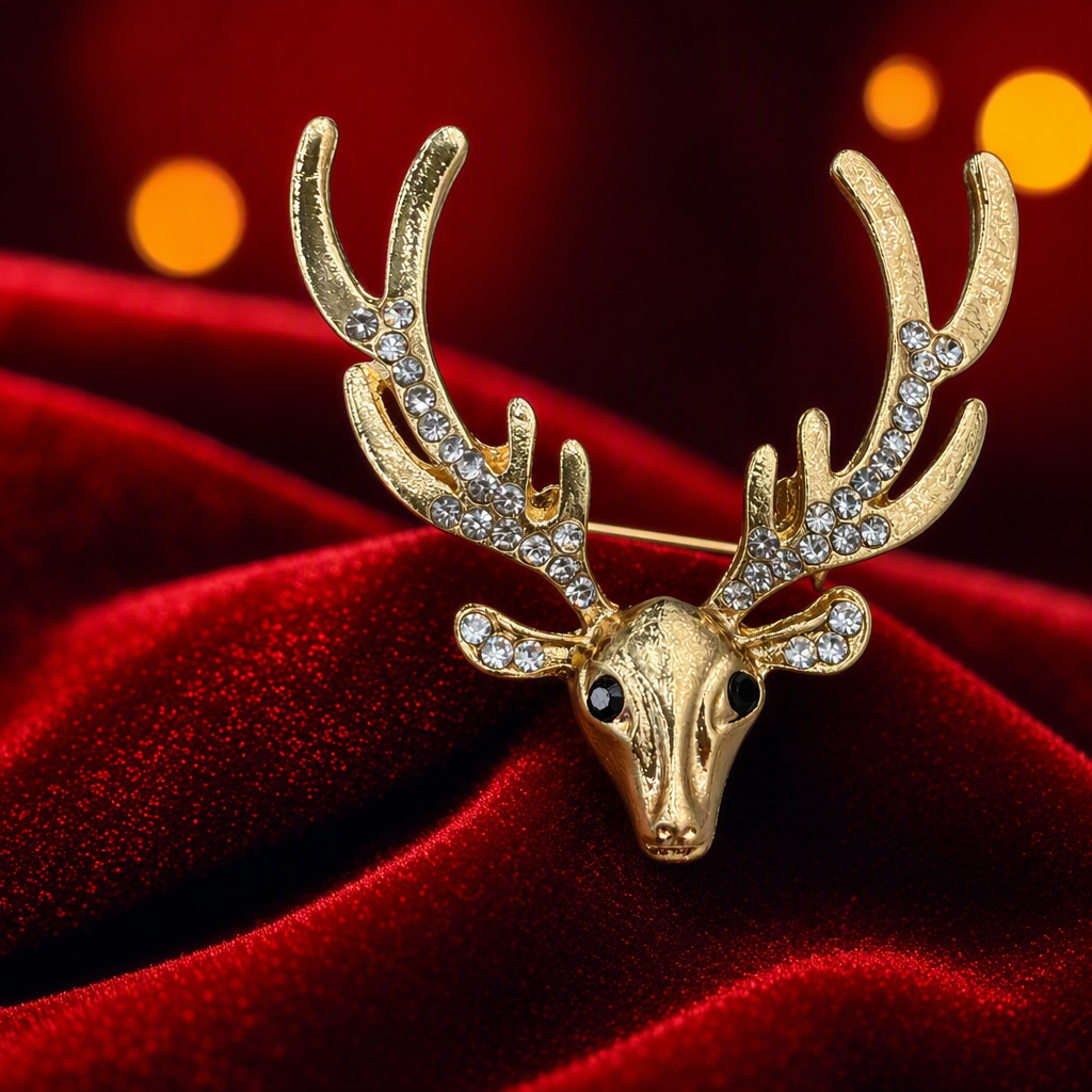 Golden deer-shaped brooch, a fashionable and simple metal accessory, is elegant and versatile, and can be collected as a gift Specification image