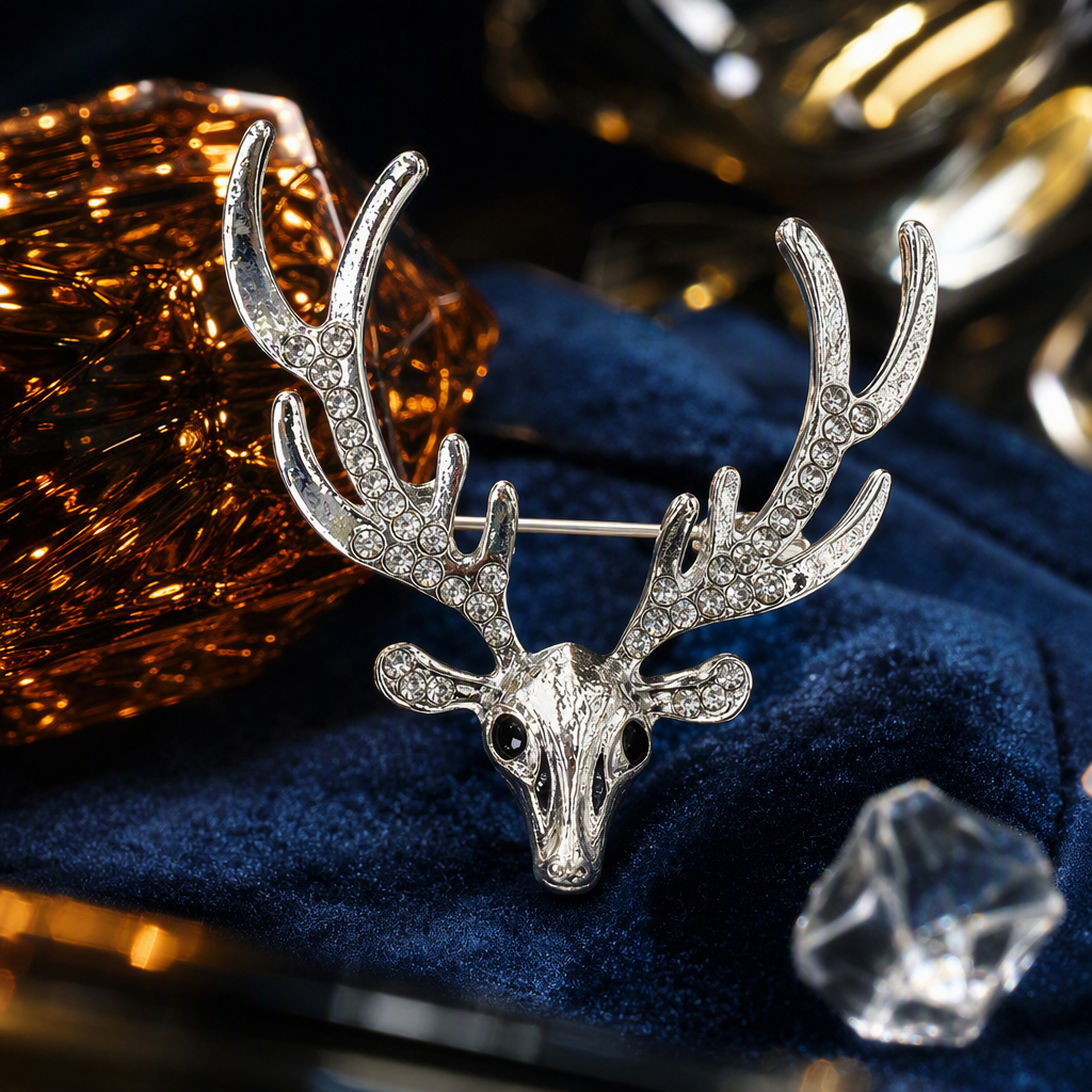 Silver diamond-encrusted antler-shaped fashionable accessory, simple and versatile, personalized and trendy accessory gift Specification image