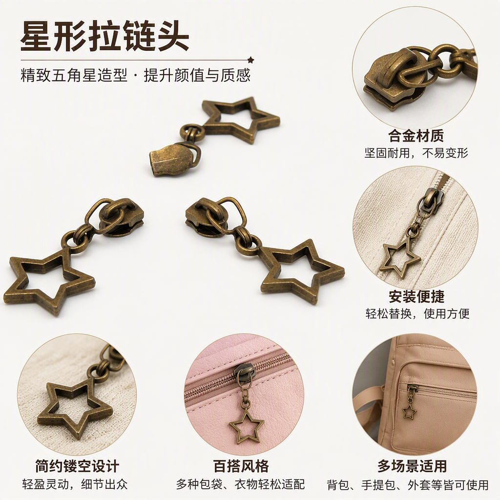 复古铜色星星吊坠扣件手工配件饰品DIY配件配饰材料
