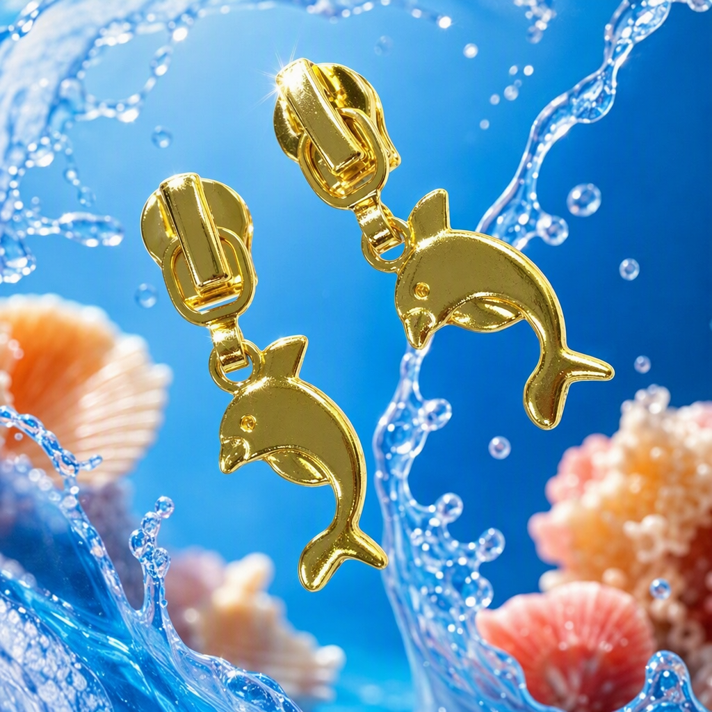 金色海豚造型耳环细节图