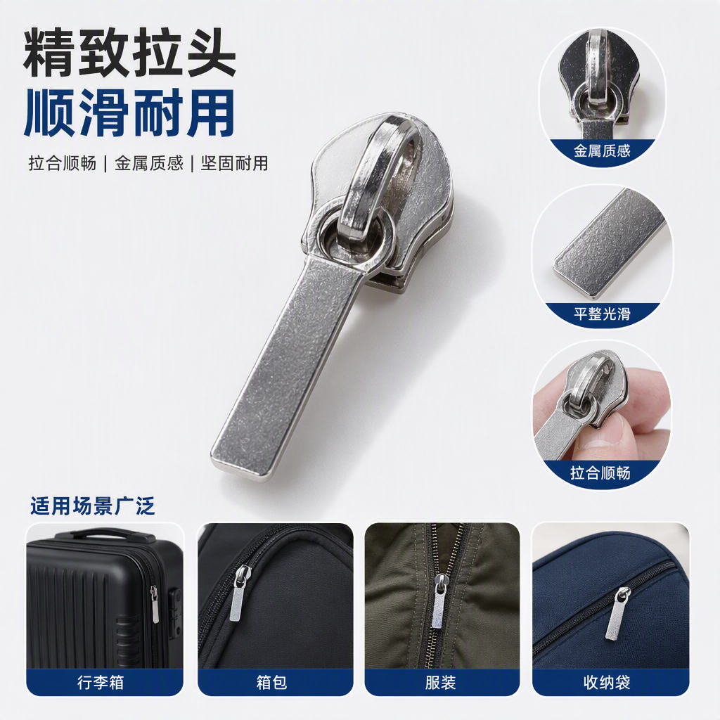 时尚银色拉链头金属拉链配件服装包包装饰DIY配件高品质耐用