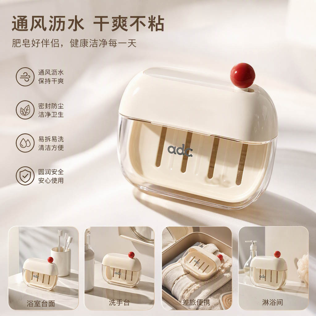 【CL】26Q3#6225 Soap box with lid storage case equipped with bubble net simple bathroom washbasin products
