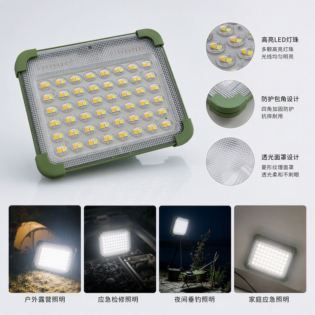 Environmentally friendly frame LED solar floodlight board, energy-saving and high-brightness, simple design for home, office and decorative lighting