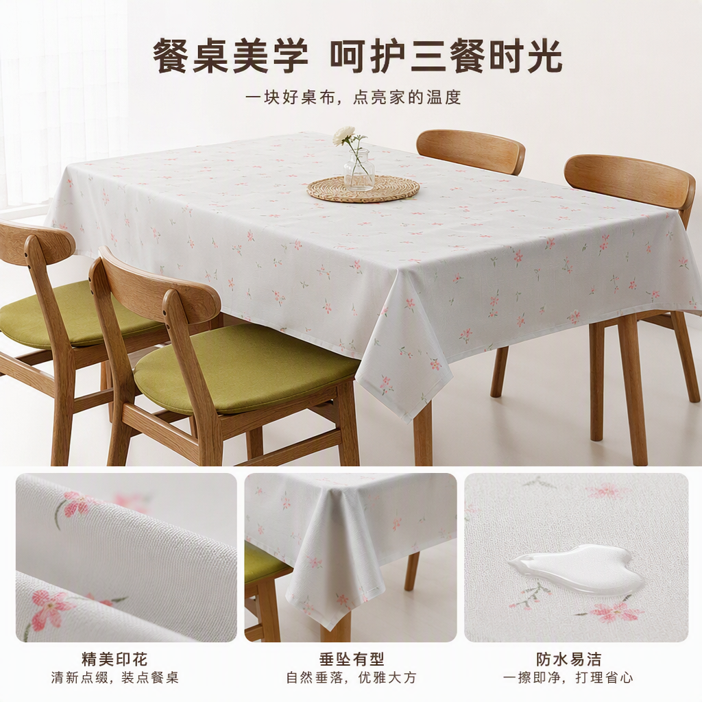 [CL] 26Q2#565 paño de mesa de flores pequeñas de color rosa blanco cubierta de arte mesa mahjong tapetes de PVC tapetes de mesa de mesa multifunción decoración para el hogar