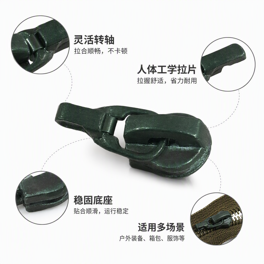 绿色金属拉头万能钩多场景适用厨房衣柜挂件耐用强力挂钩