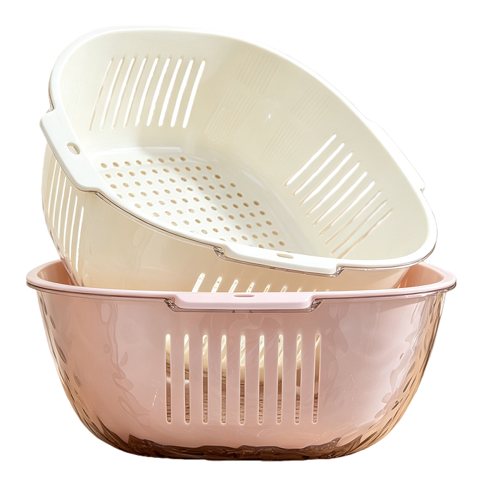 【CL】26Q3#6505 Multi-functional hanging plastic vegetable washing and draining basket with basin, kitchen sink, storage, tableware and storage rack Application Scenario