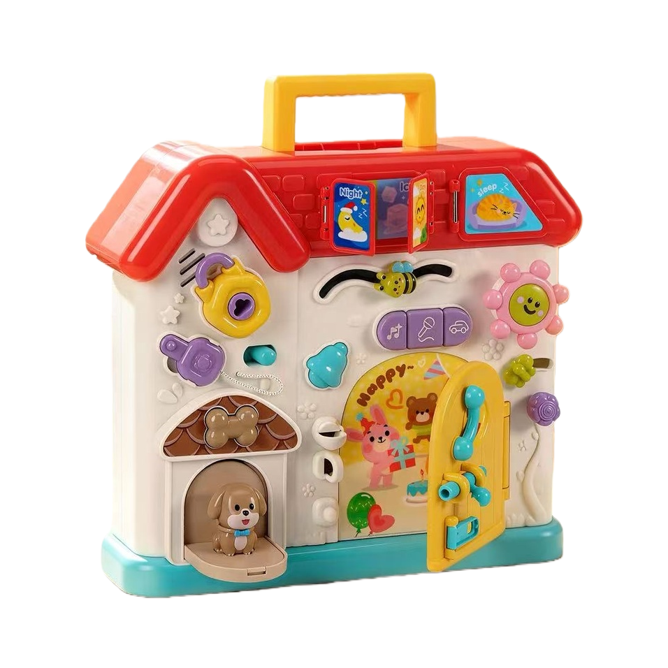 Colorido puzzle multifunción ocupado casa juguete con mango portátil panel interactivo facetado inspirado inteligencia niños juguetes de enseñanza temprana Item Picture