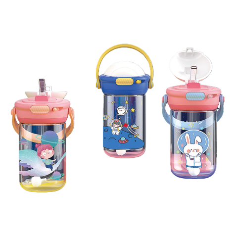 【CL】26Q3#5011 Starry Sky Handle Water Cup, Colorful Children's drinking Cup, leak-proof and drop-proof, baby and toddler water cup, mother and baby products, with a straw design Item Picture