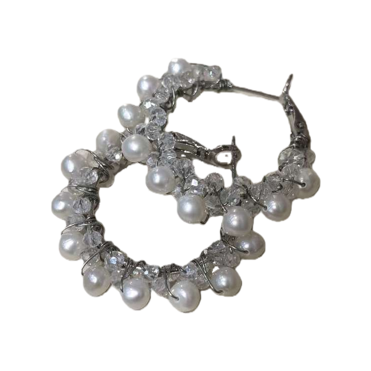 White pearl crystal earrings are simple, elegant, fashionable and versatile for women Item Picture